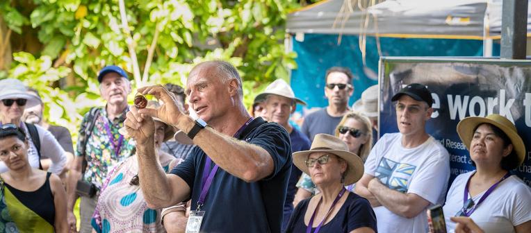 Scientist on Heron Island gives talk to community group.